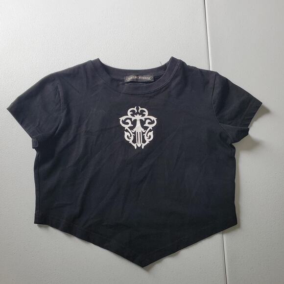 Chrome Hearts Shirt Womens Small Black White Cross Patch Gothic Tee Made USA - Picture 1 of 11